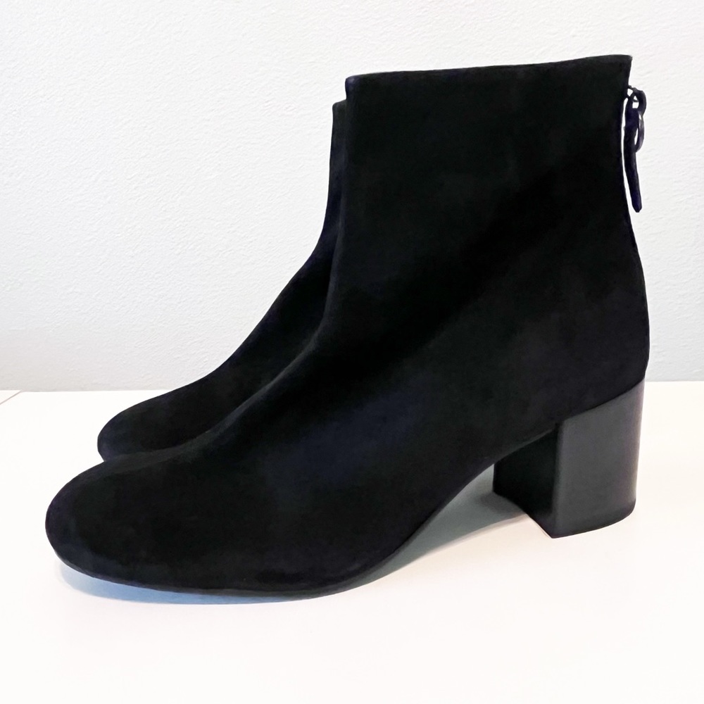 Paul Green Black Suede Ankle Booties with Chunky Block Heel Size 7.5